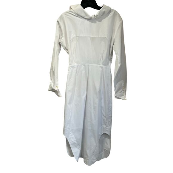 STAUD Clea White Collared Midi Shirt Dress Minimalist Chic Resort Wear Small - Picture 3 of 14